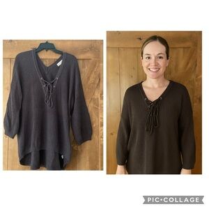 Alter’d State Slouchy Dolman 3/4 length sleeve sweater size small charcoal grey